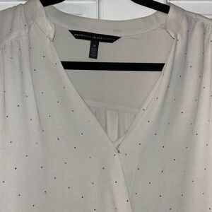 White House Black Market Elegant light tan Drape high/low Blouse